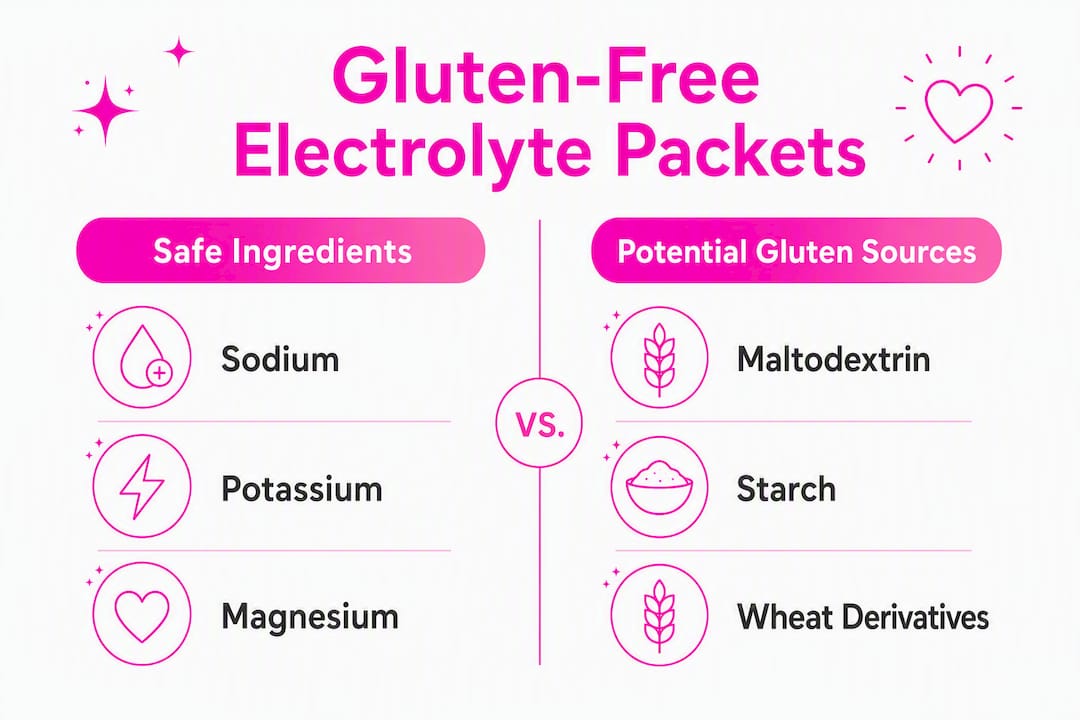 Infographic comparing safe vs potential gluten ingredients