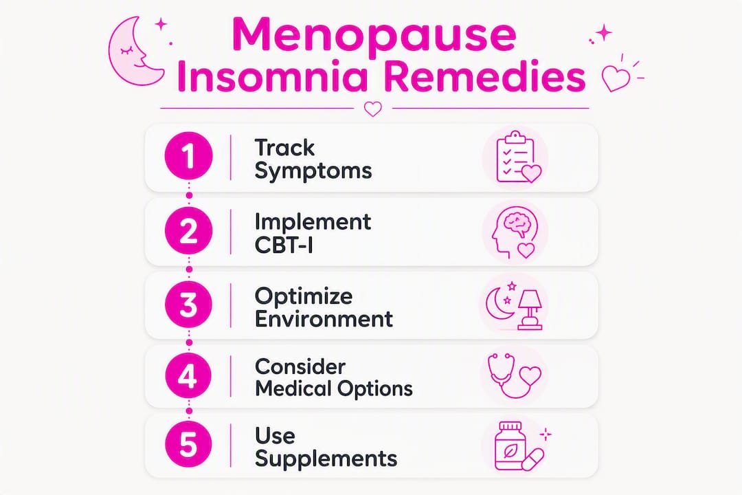 Infographic outlining five menopause insomnia remedies