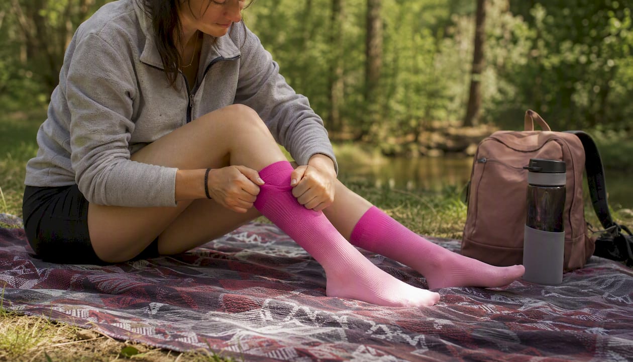 Putting on graduated compression travel socks