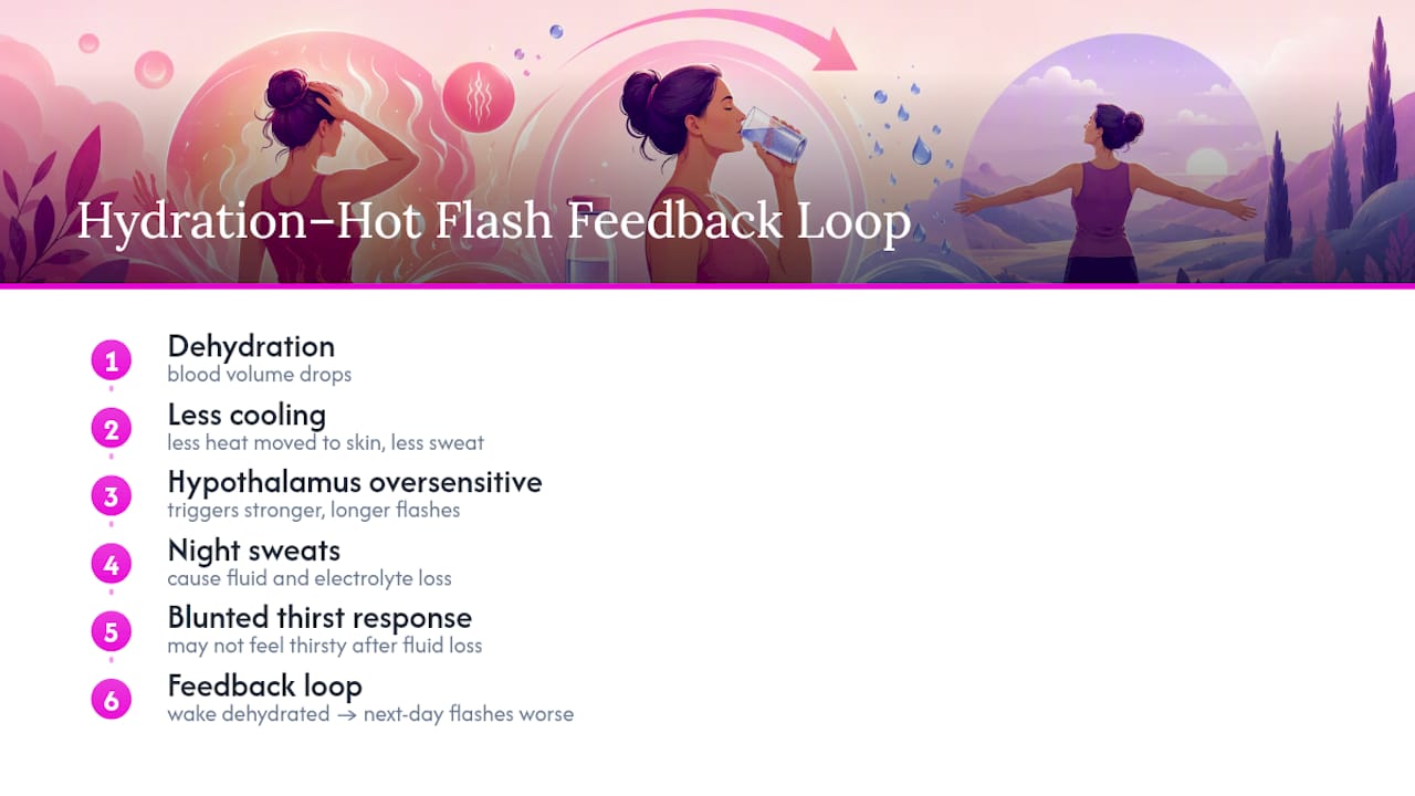 The Hydration-Hot Flash Connection: What's Really Happening — overview diagram