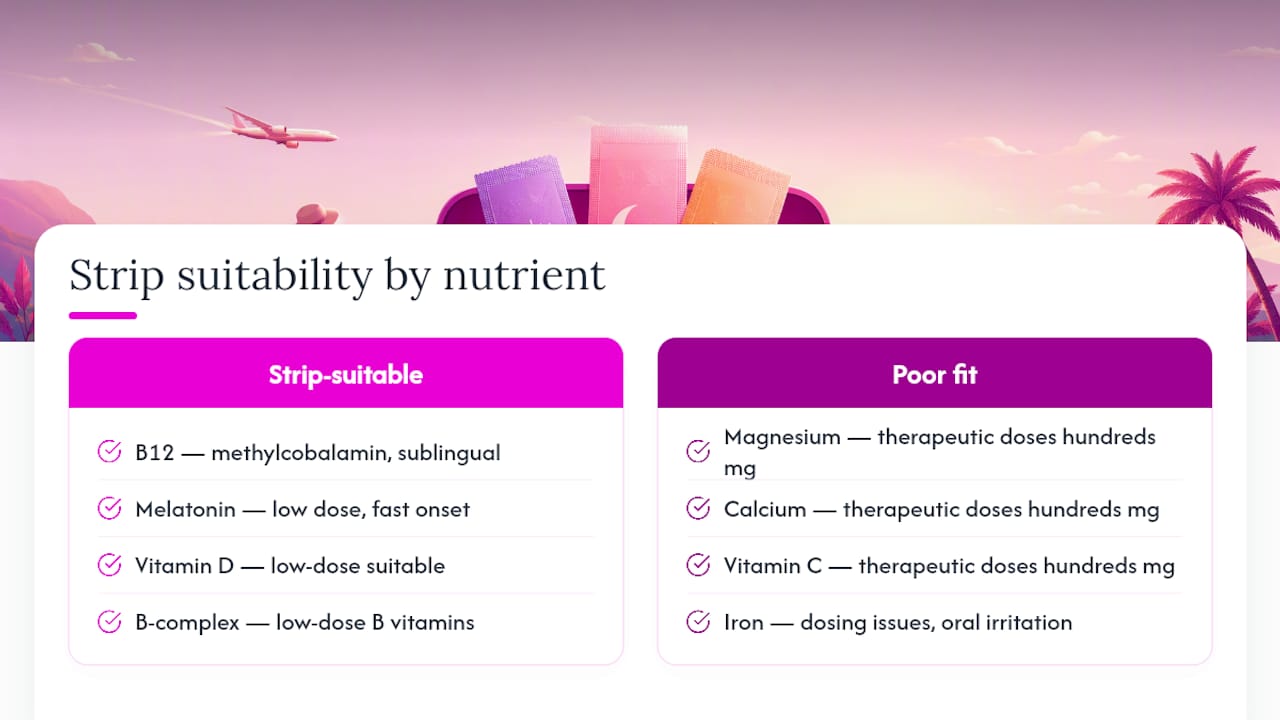 Nutrients suited or poorly suited to strips