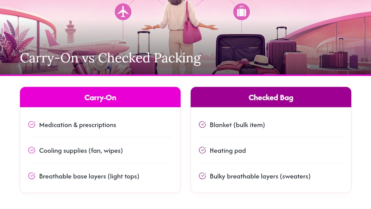 Comparison of carry-on and checked-bag essentials