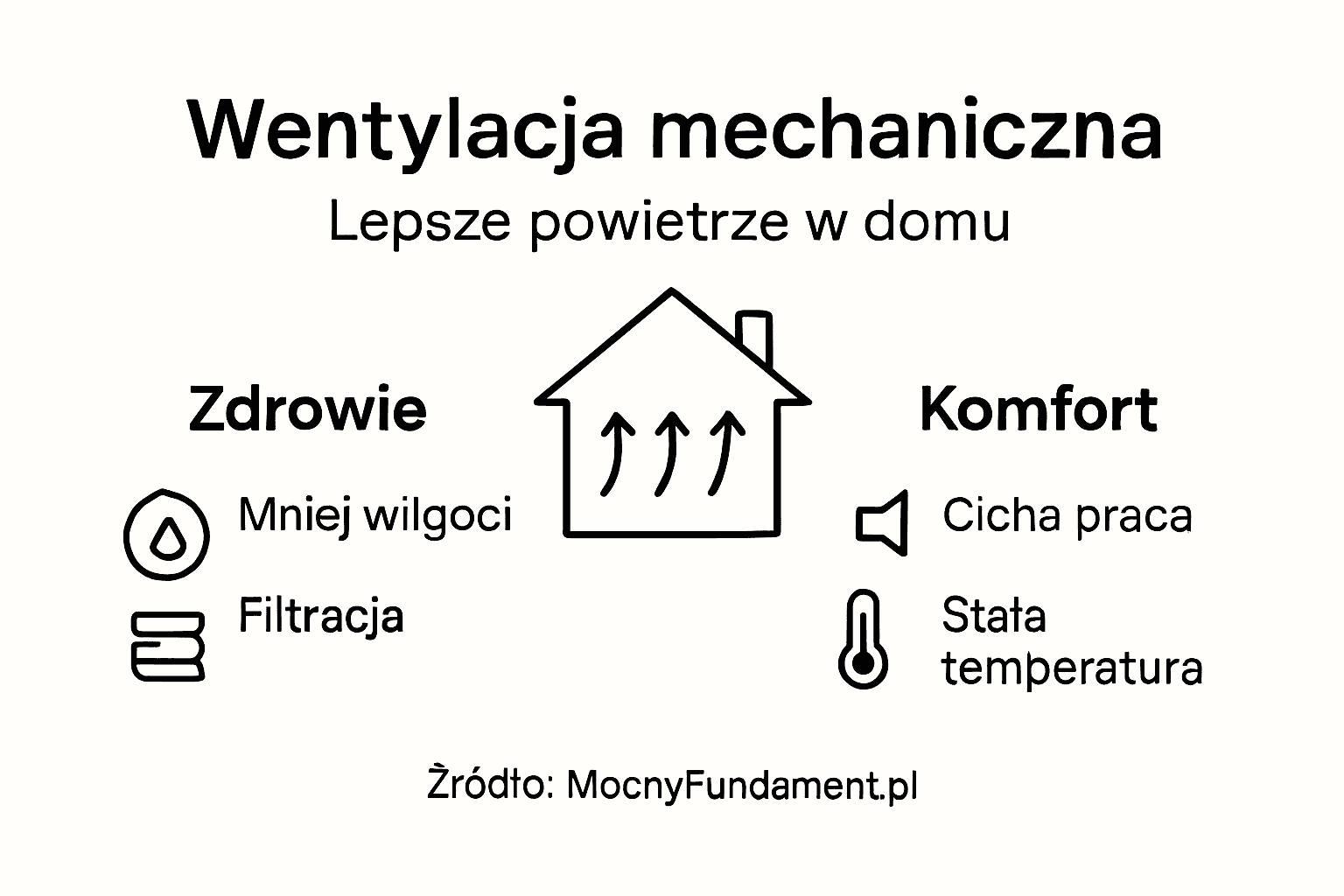 Przejrzysta infografika przedstawiająca zalety wentylacji mechanicznej