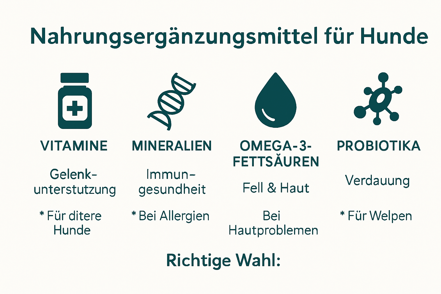 Infographic comparing types of dog supplements and benefits