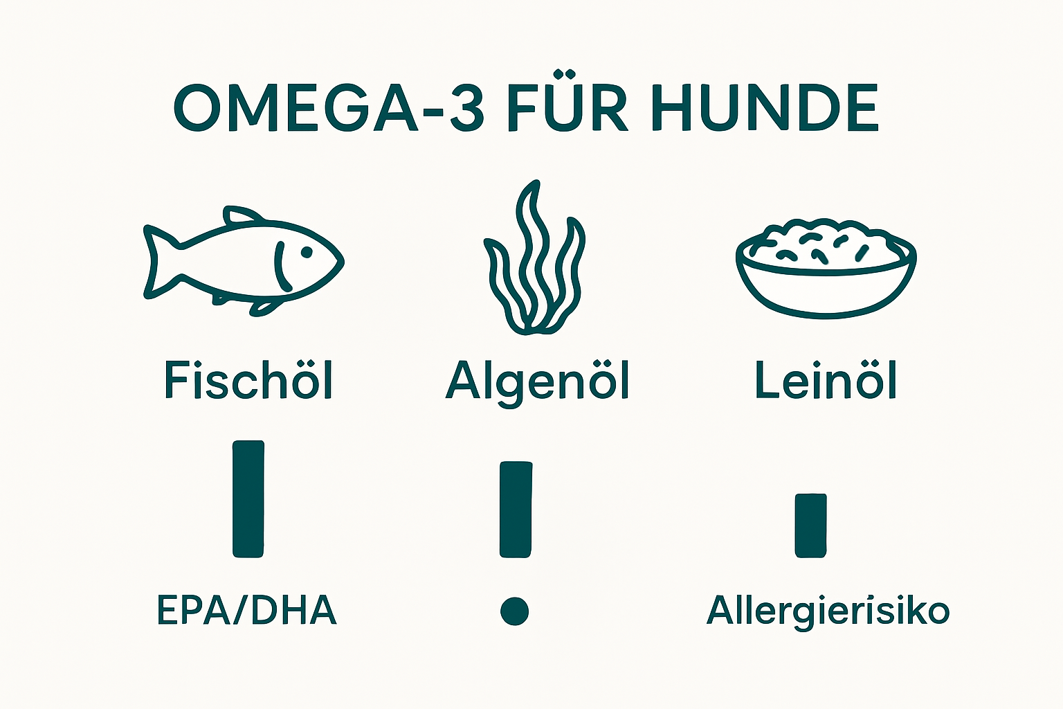 Vergleich von Omega-3-Quellen für Hunde als Icons
