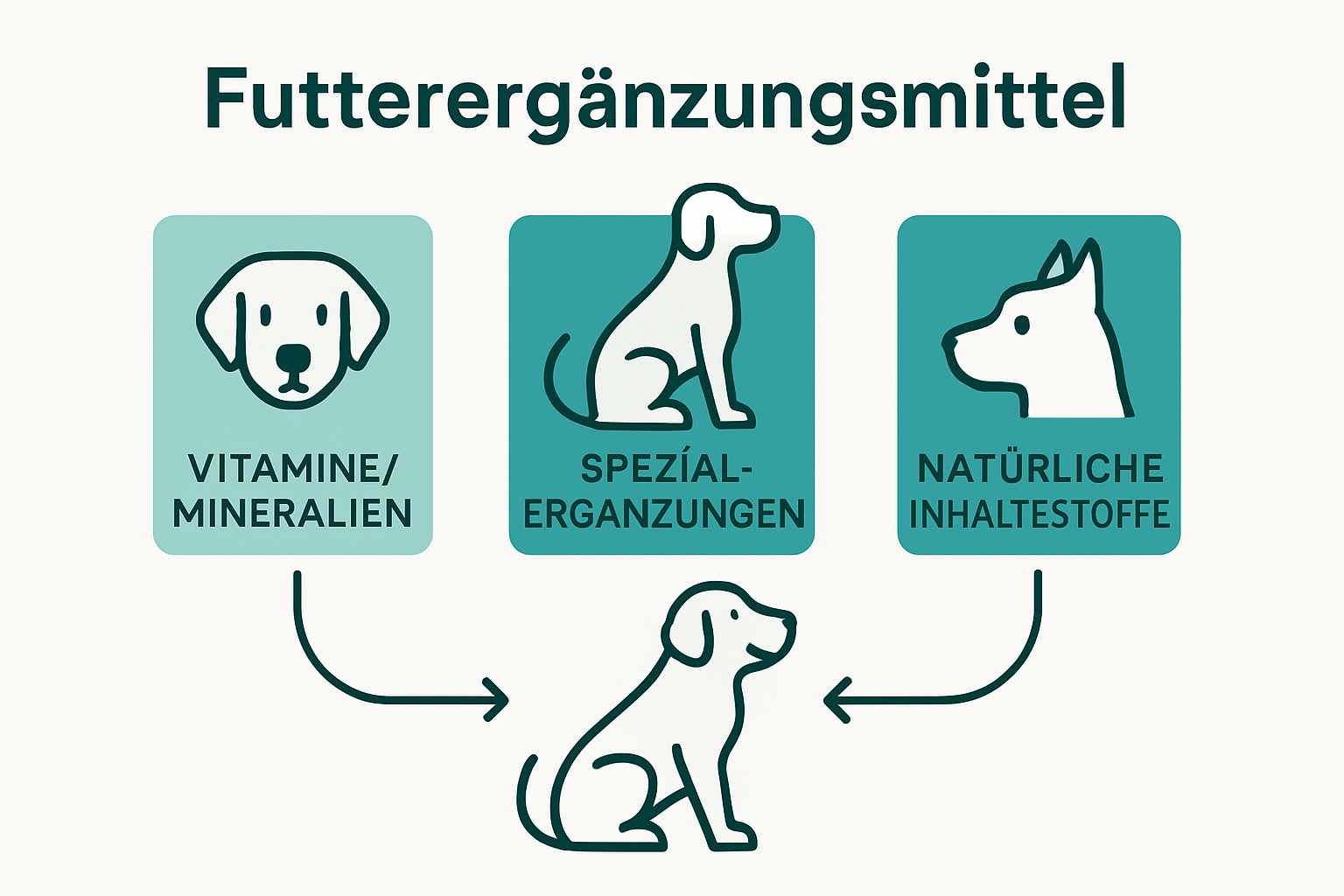 Drei Kategorien von Futterergänzungsmitteln auf einen Blick