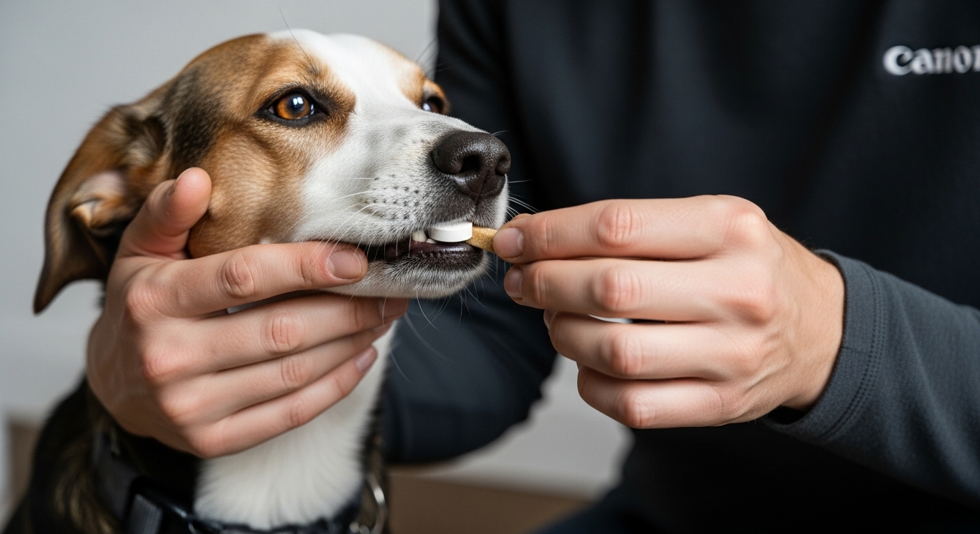 Hund Tabletten Gabe Schritt
