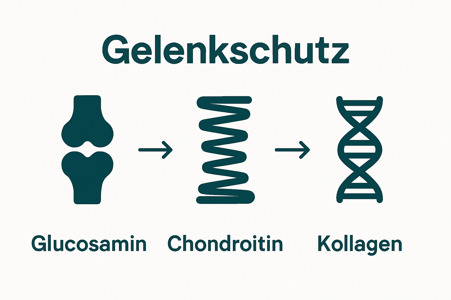 Icons zeigen drei Nährstoffe für gesunde Hunde-Gelenke