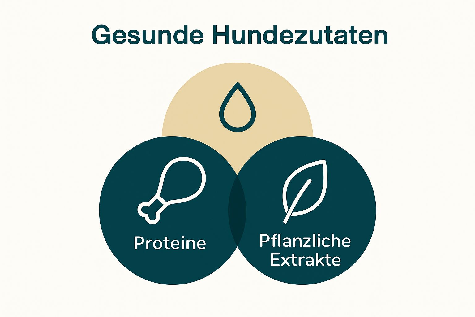 Infographic with three icons for dog food nutrients