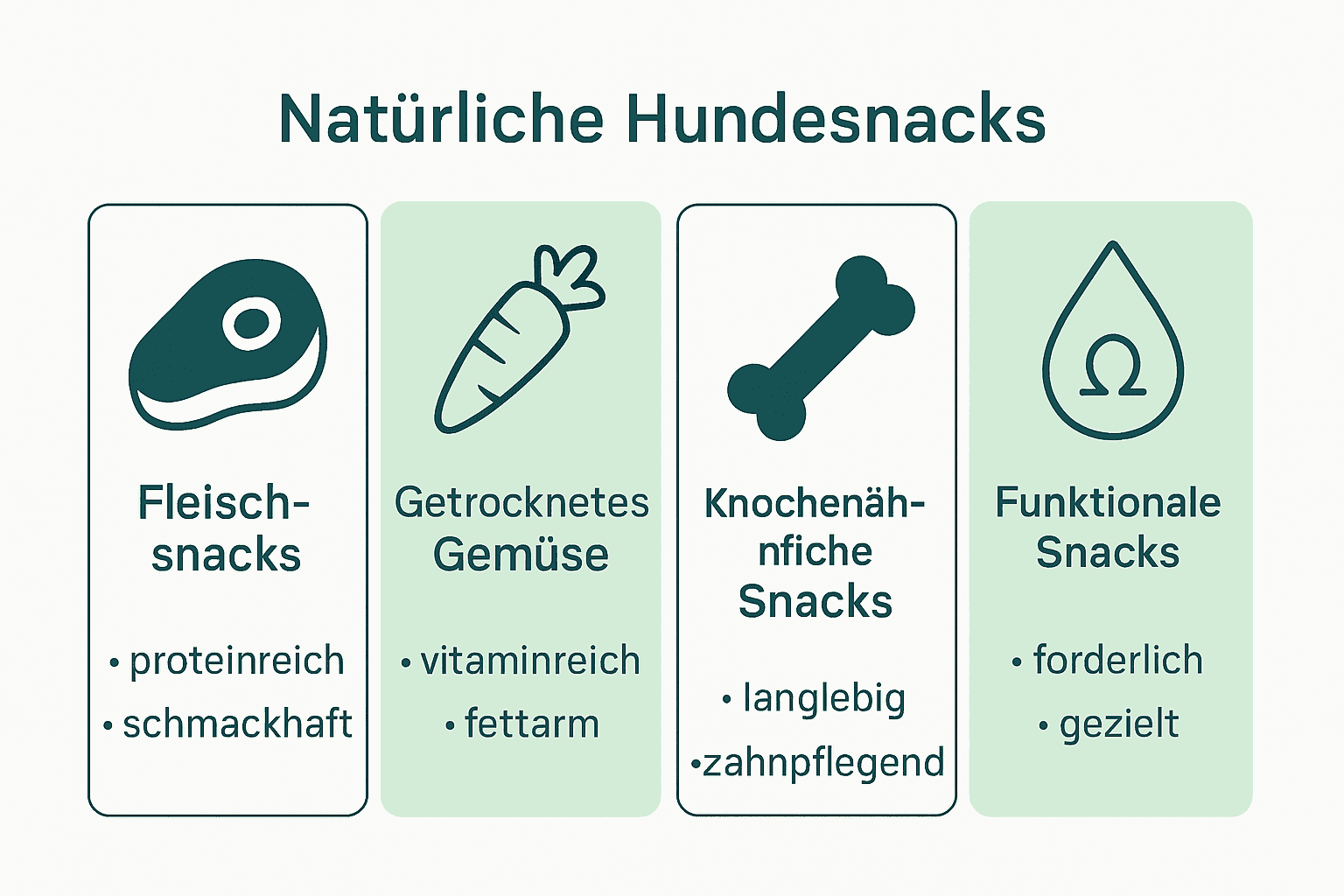 Infografik: Vergleich der Haupttypen natürlicher Hundesnacks