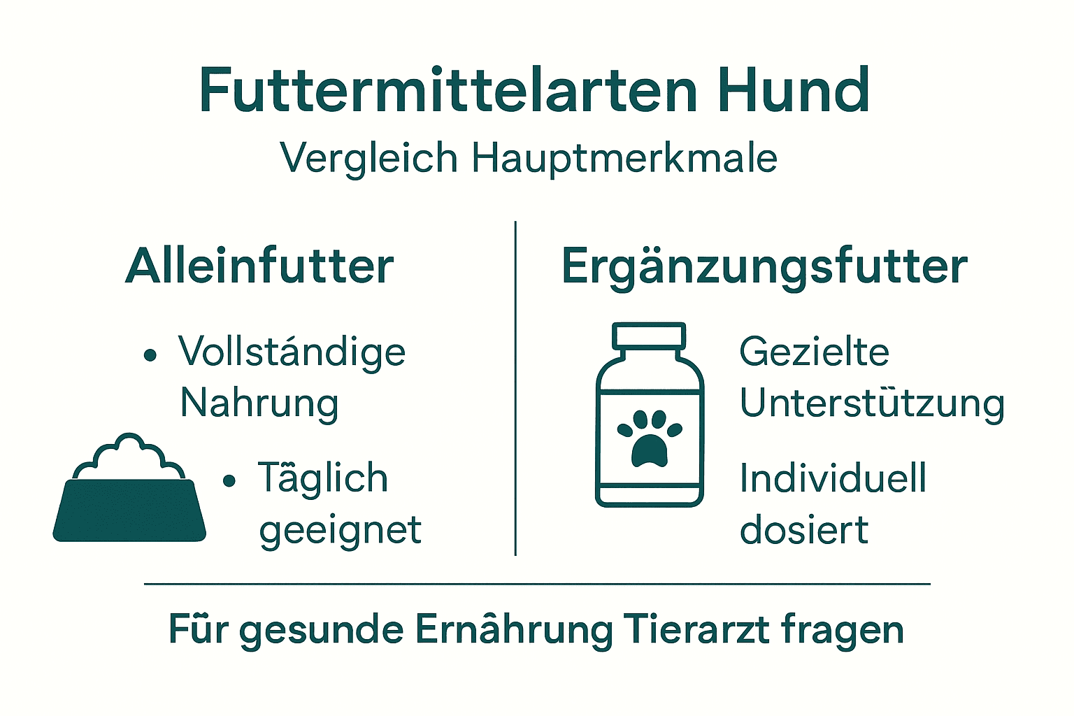 Vergleich der Hundefutterarten anschaulich in einer Infografik dargestellt