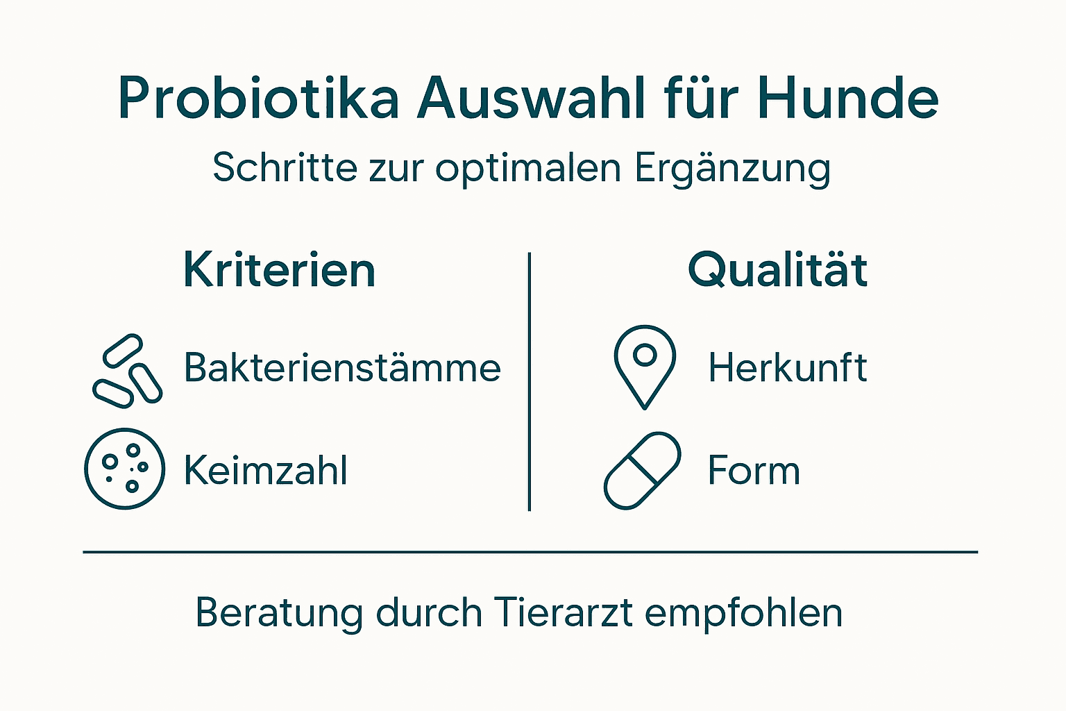 Infografik: So findest du das richtige Probiotikum für deinen Hund – Schritt für Schritt erklärt