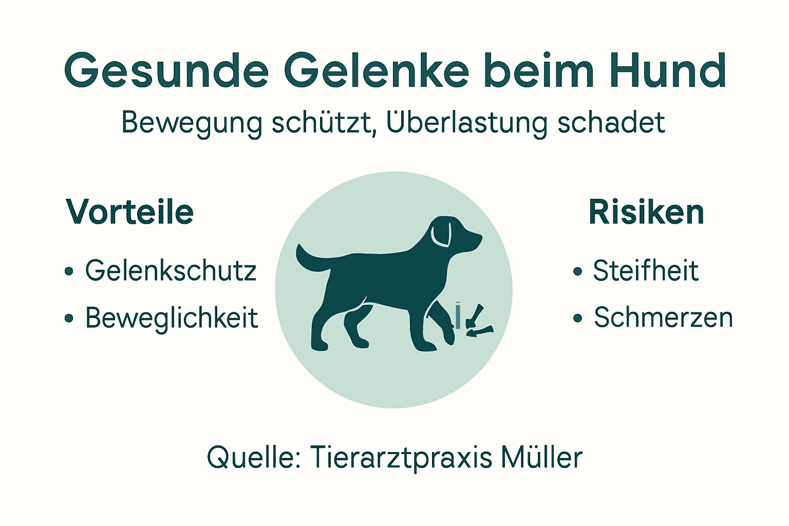 Übersichtsgrafik: Chancen und Risiken für die Gelenkgesundheit Ihres Hundes auf einen Blick
