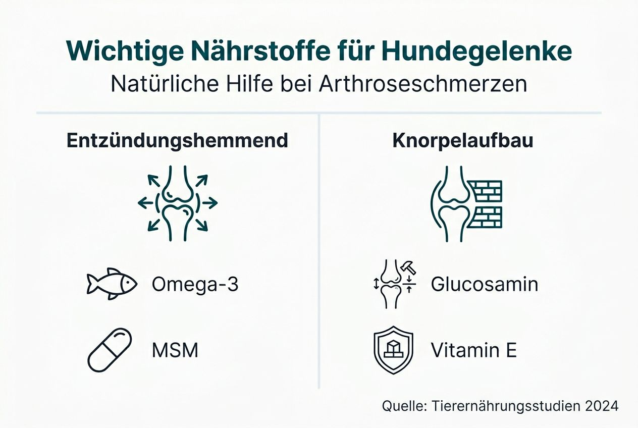 Infografik: Natürliche Nährstoffe zur Unterstützung bei Arthrose beim Hund