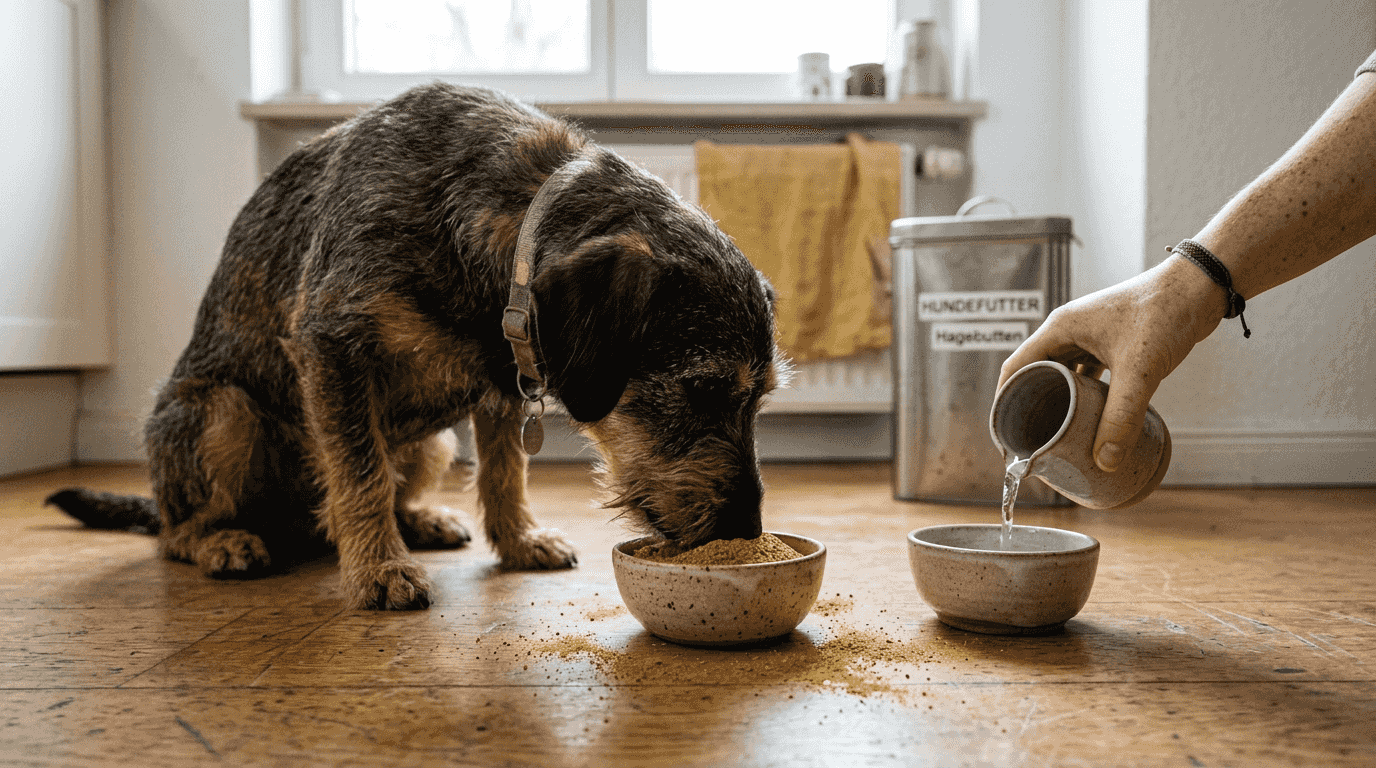 Der Hund hat Hagebuttenpulver in全部der Küche verstreut.