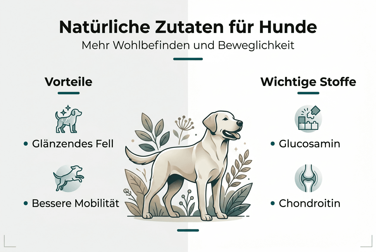 Infografik: Die wichtigsten Vorteile natürlicher Zutaten für die Gesundheit Ihres Hundes auf einen Blick