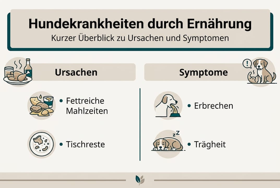 In dieser Infografik erfahren Sie, welche Ursachen und Symptome typische Hundekrankheiten haben.