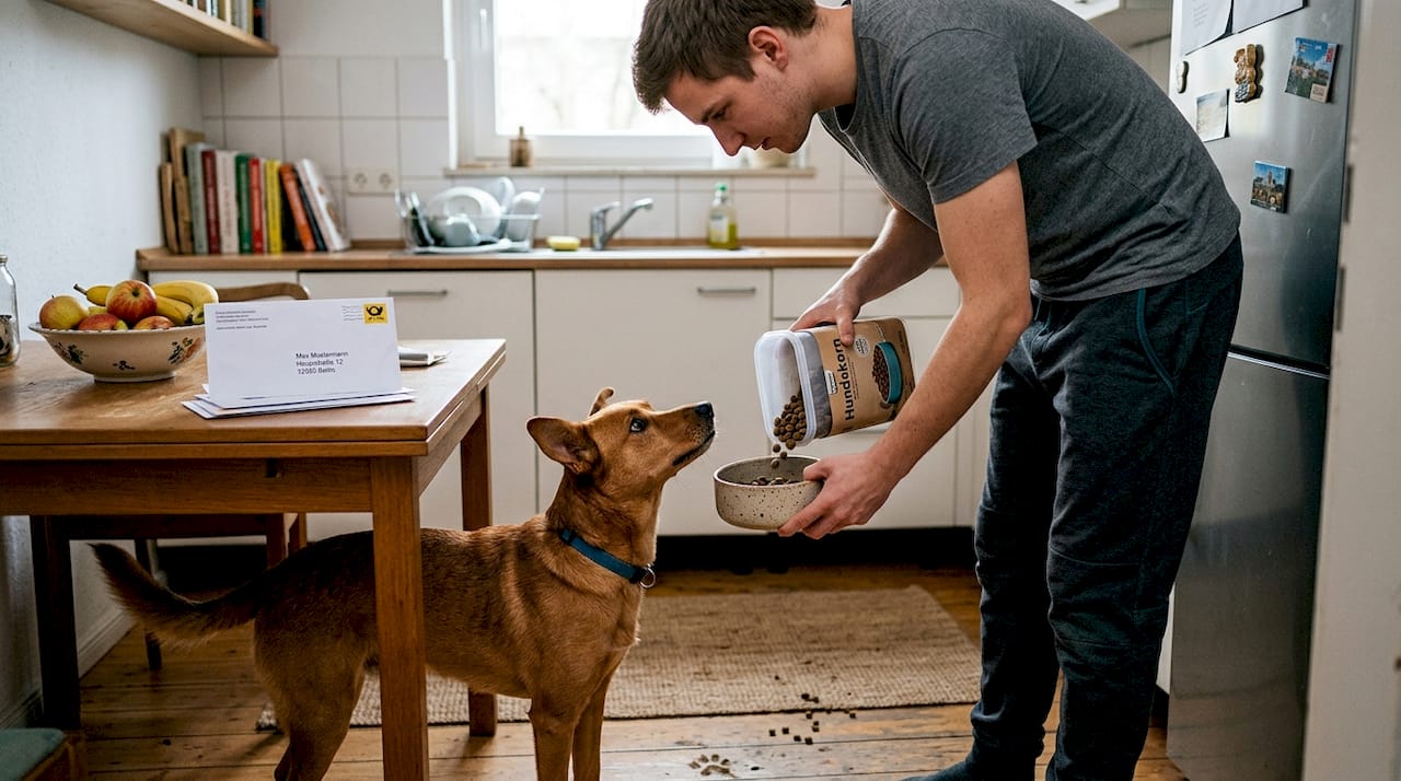 Im Küchenbereich bekommt der Hund sein gesundes Futter serviert.