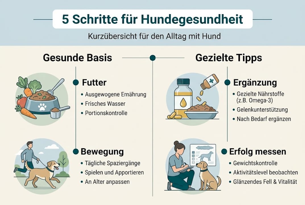 Grafik: Fünf einfache Schritte für ein gesundes Hundeleben