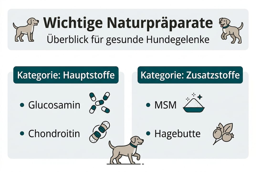 Infografik: Natürliche Ergänzungen für gesunde Hundegelenke im Überblick