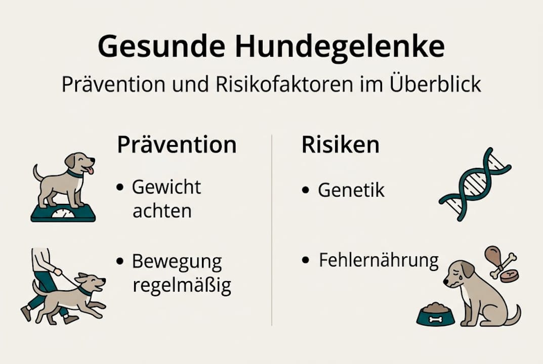 Grafik: So schützen Sie die Gelenke Ihres Hundes – Tipps zur Vorbeugung und Hinweise auf mögliche Risiken