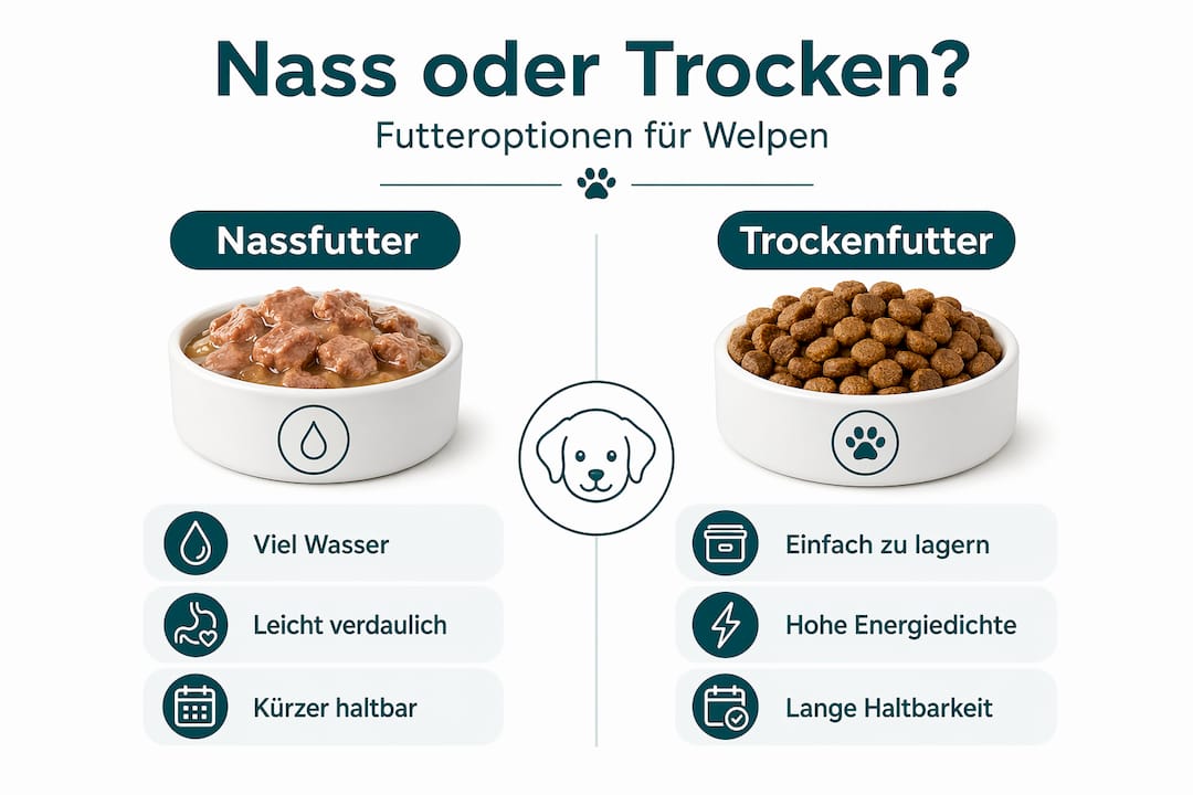 Infografik: Nassfutter und Trockenfutter – ein Vergleich auf einen Blick