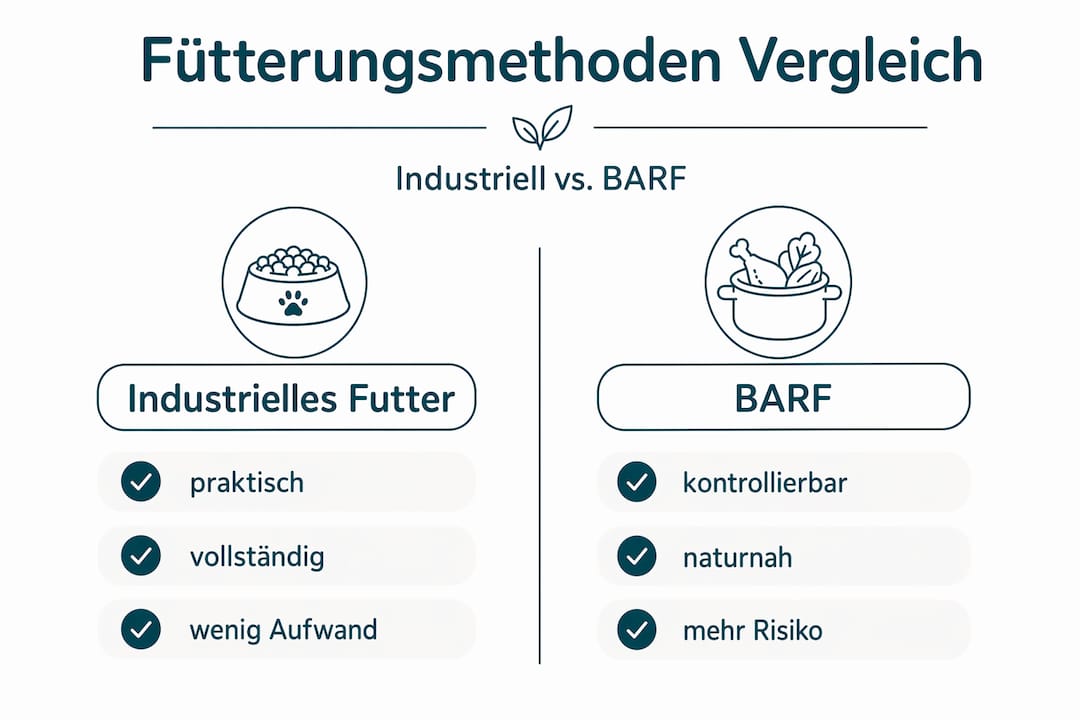 Infografik: Industrielles Hundefutter im Vergleich zur BARF-Ernährung