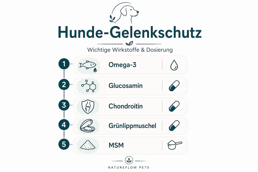 Übersicht: Die wichtigsten Inhaltsstoffe für gesunde Hundegelenke