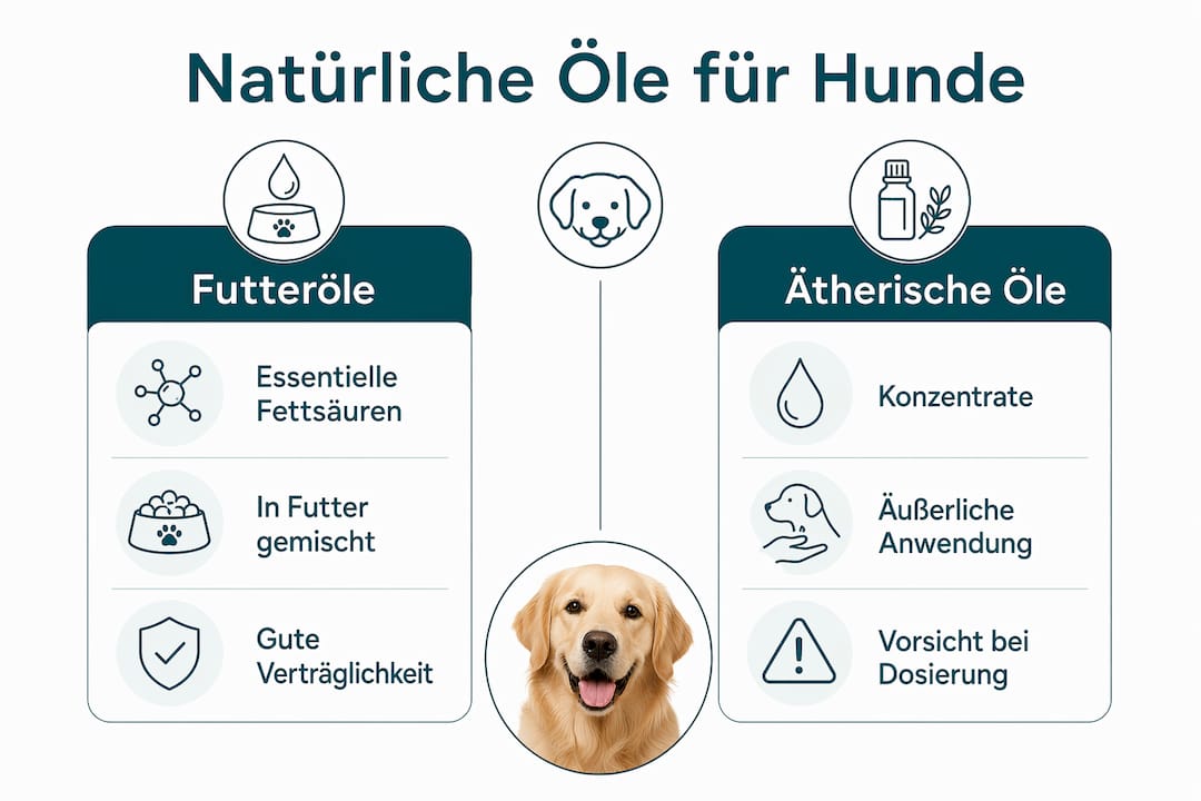Infografik: Unterschiede zwischen Futterölen und ätherischen Ölen auf einen Blick