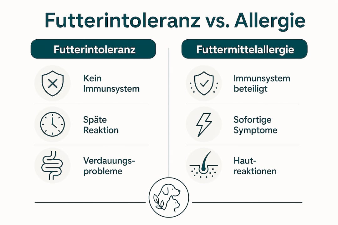 Infografik: Futterunverträglichkeit oder Futtermittelallergie beim Hund – was ist der Unterschied?