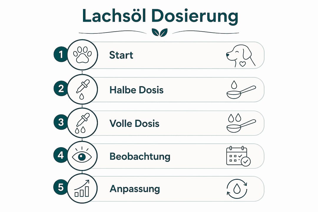Grafik: So dosierst du Lachsöl richtig für deinen Hund