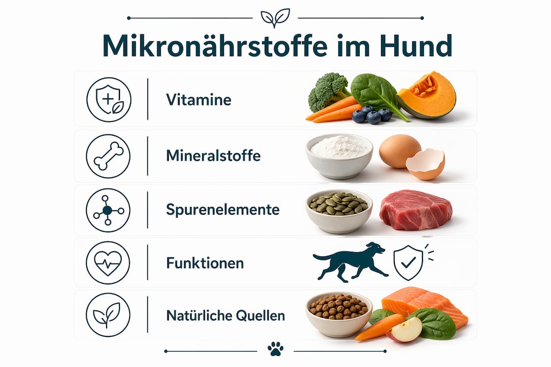 Übersicht: Wichtige Mikronährstoffe für Hunde auf einen Blick