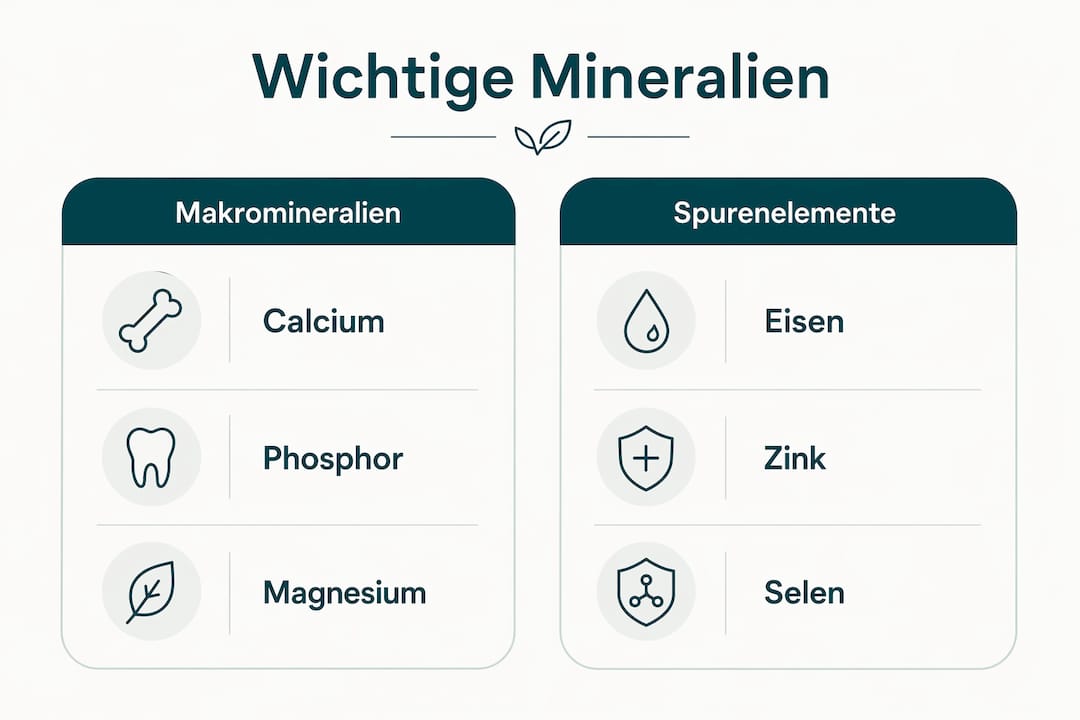 Übersicht: Die wichtigsten Mineralstoffe für Hunde auf einen Blick