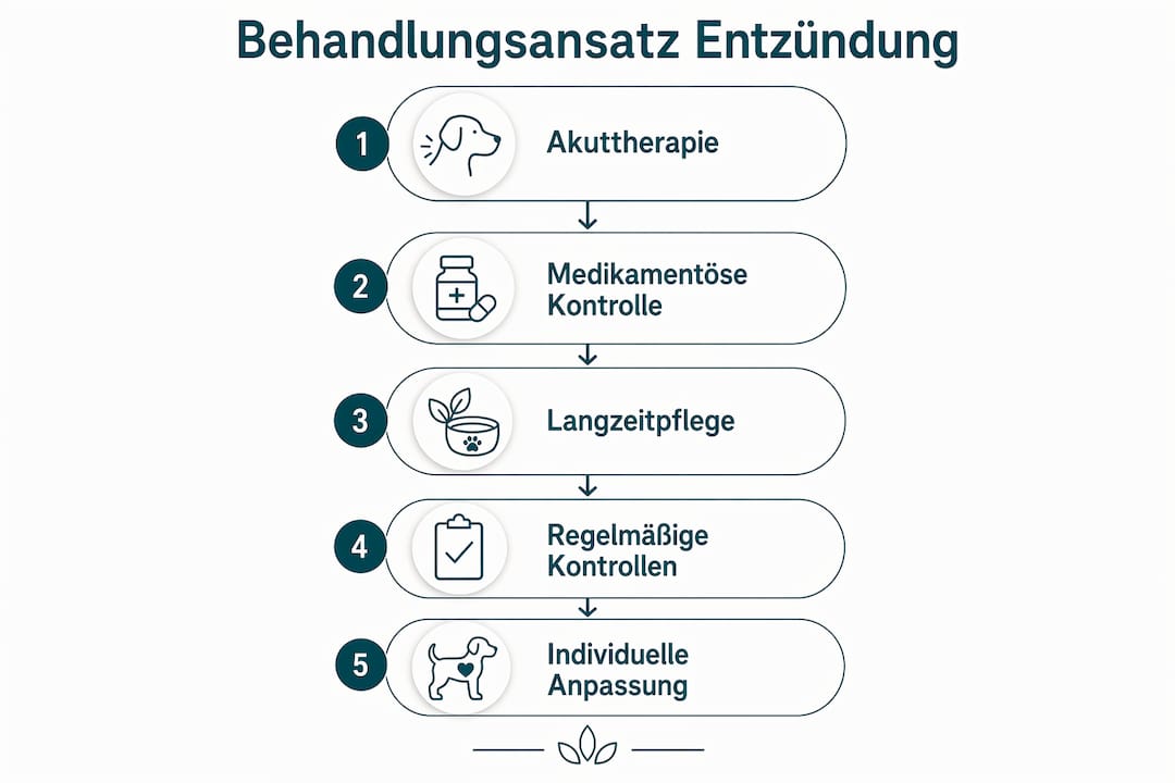 Grafik: Die wichtigsten Phasen der Behandlung bei Entzündungen beim Hund auf einen Blick