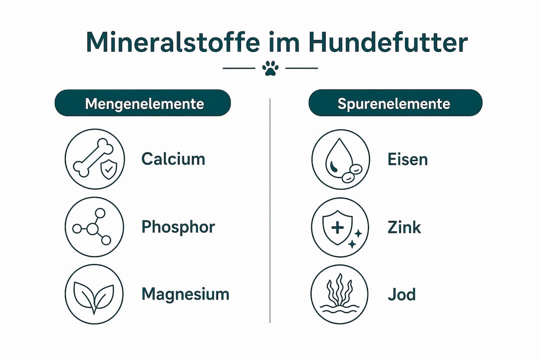 Übersicht: Wichtige Mengen- und Spurenelemente im Hundefutter auf einen Blick