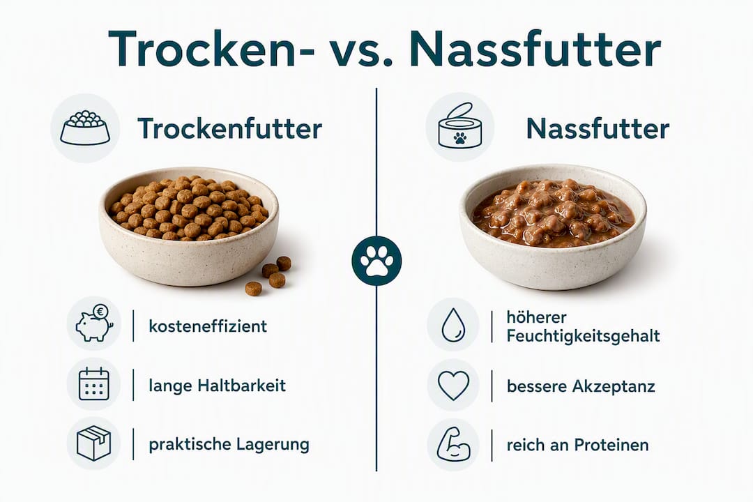 Übersicht: Die wichtigsten Unterschiede zwischen Trocken- und Nassfutter für Haustiere auf einen Blick