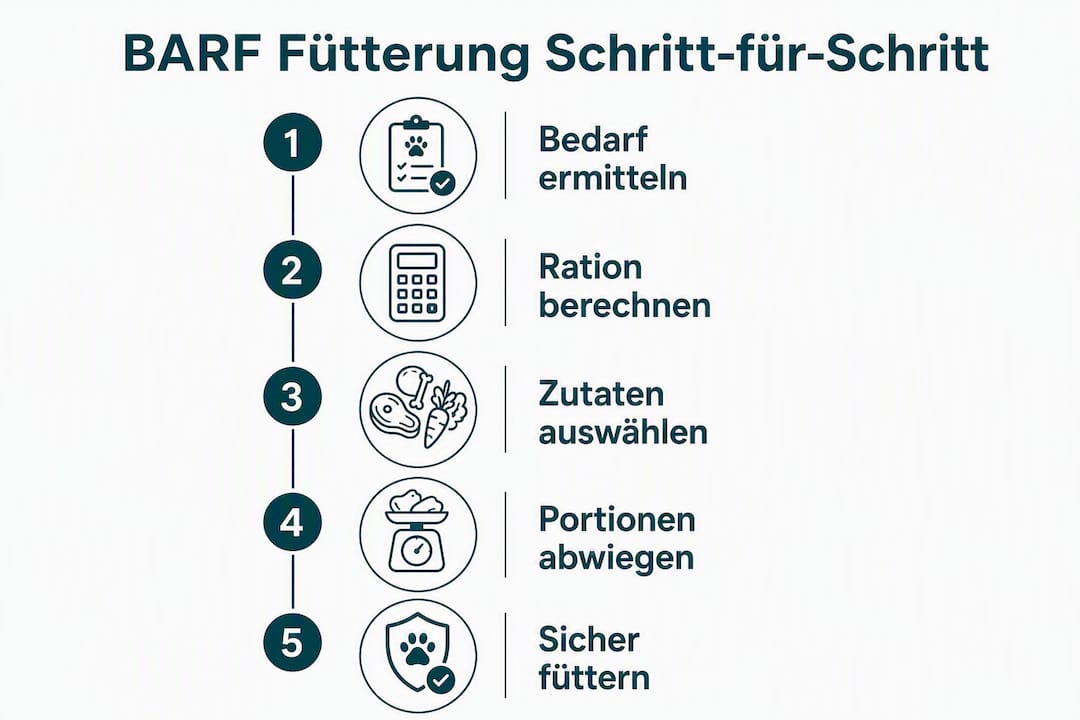 Übersicht: Schritt-für-Schritt-Anleitung zur BARF-Fütterung