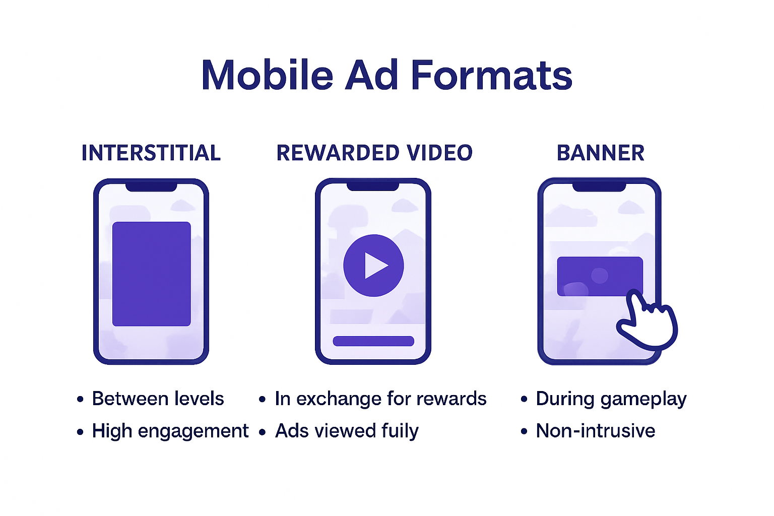 Visual comparison of ad formats in mobile gaming