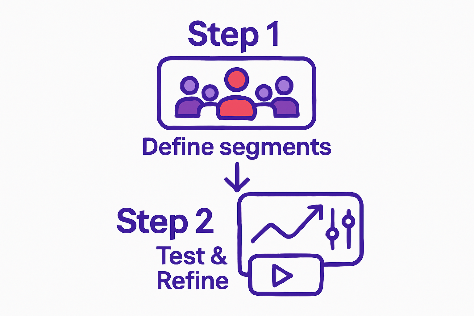 Step-by-step infographic: audience segmentation and campaign refinement