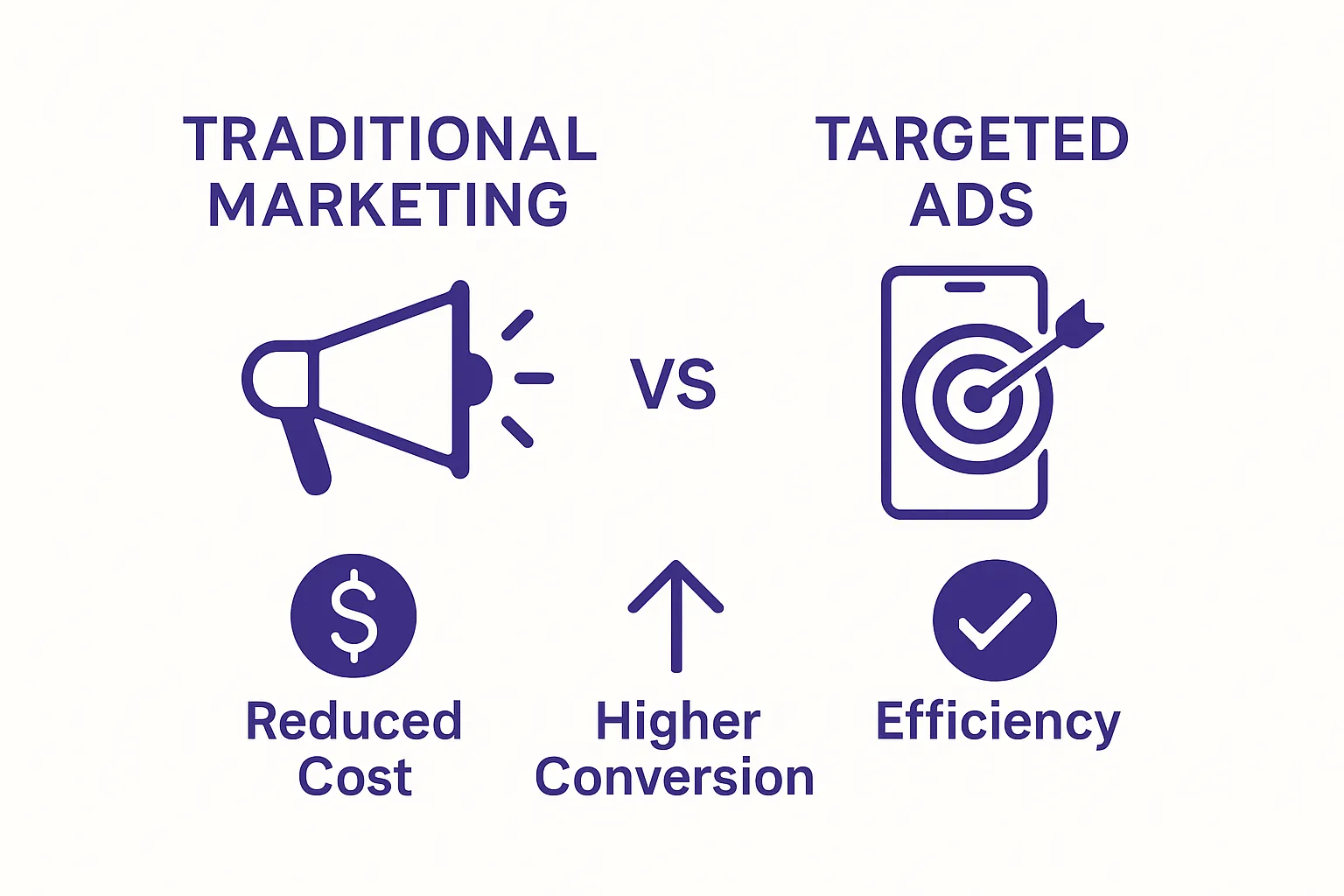 Comparison infographic of traditional marketing versus Facebook targeted ads