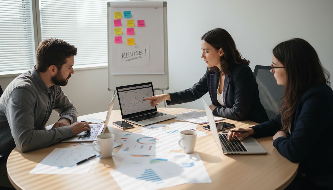 Marketing team reviews campaign performance metrics