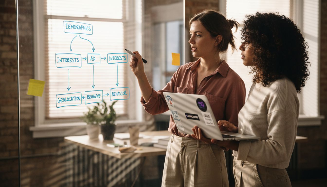 Marketers discussing Facebook targeting workflow