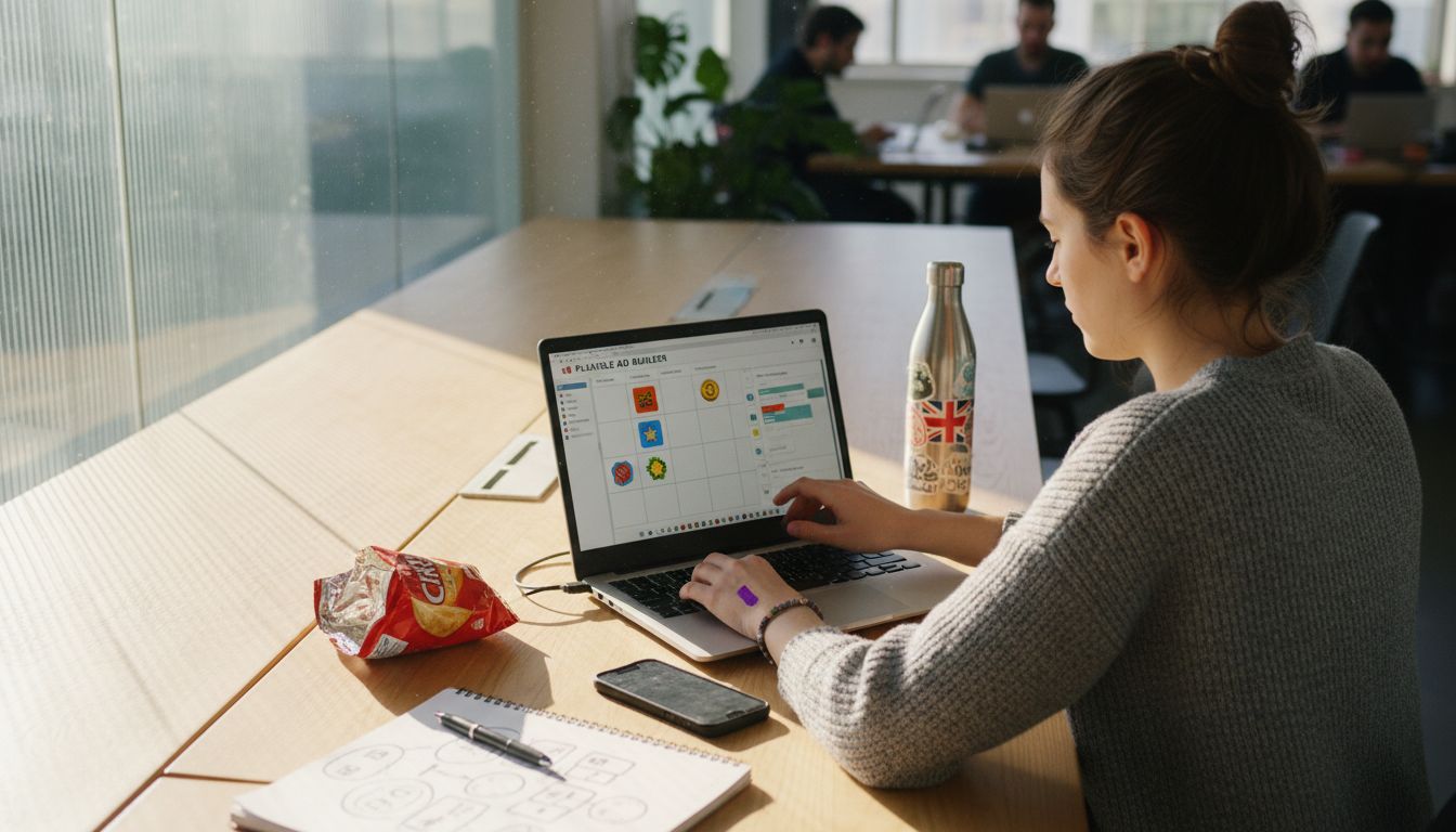 Developer building ad with no-code editor