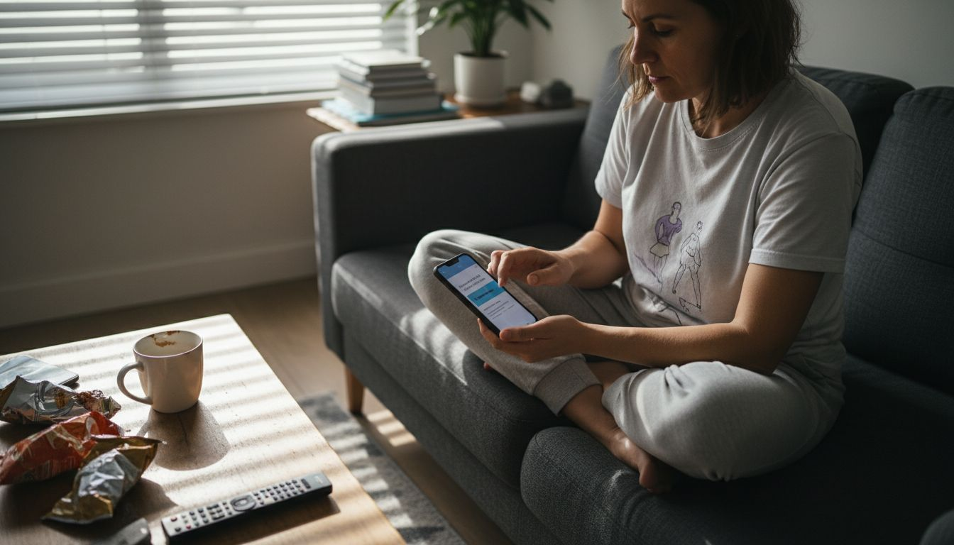 User interacting with mobile ad at home