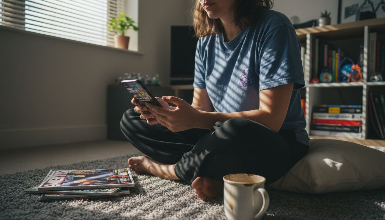 Woman engages with playable mobile ad