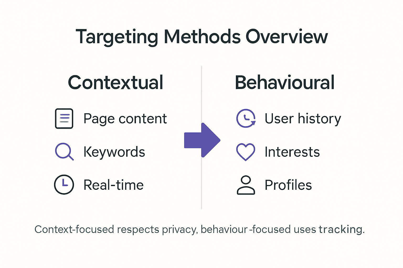 Infographic comparing contextual and behavioural targeting