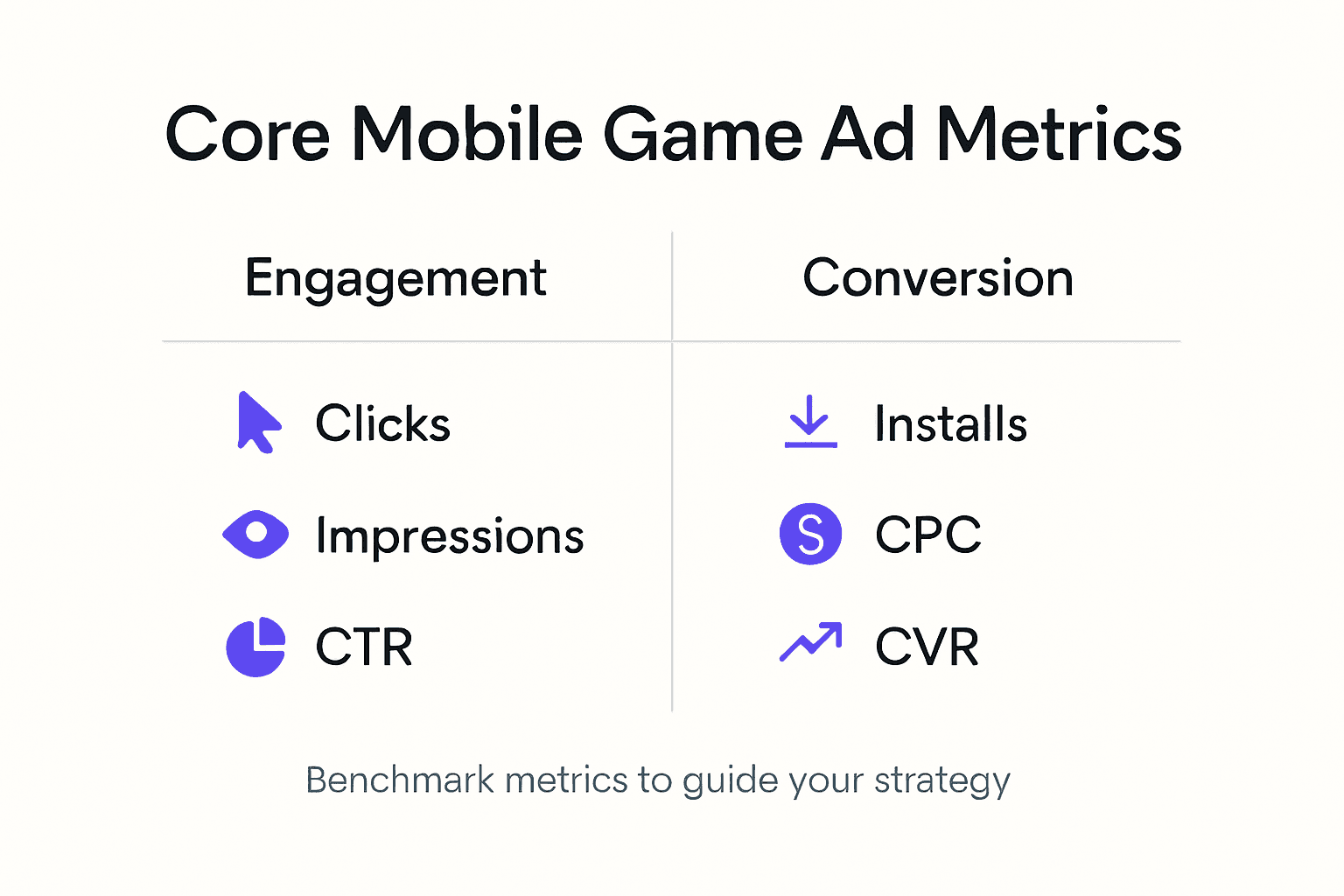 Infographic on mobile game ad metrics