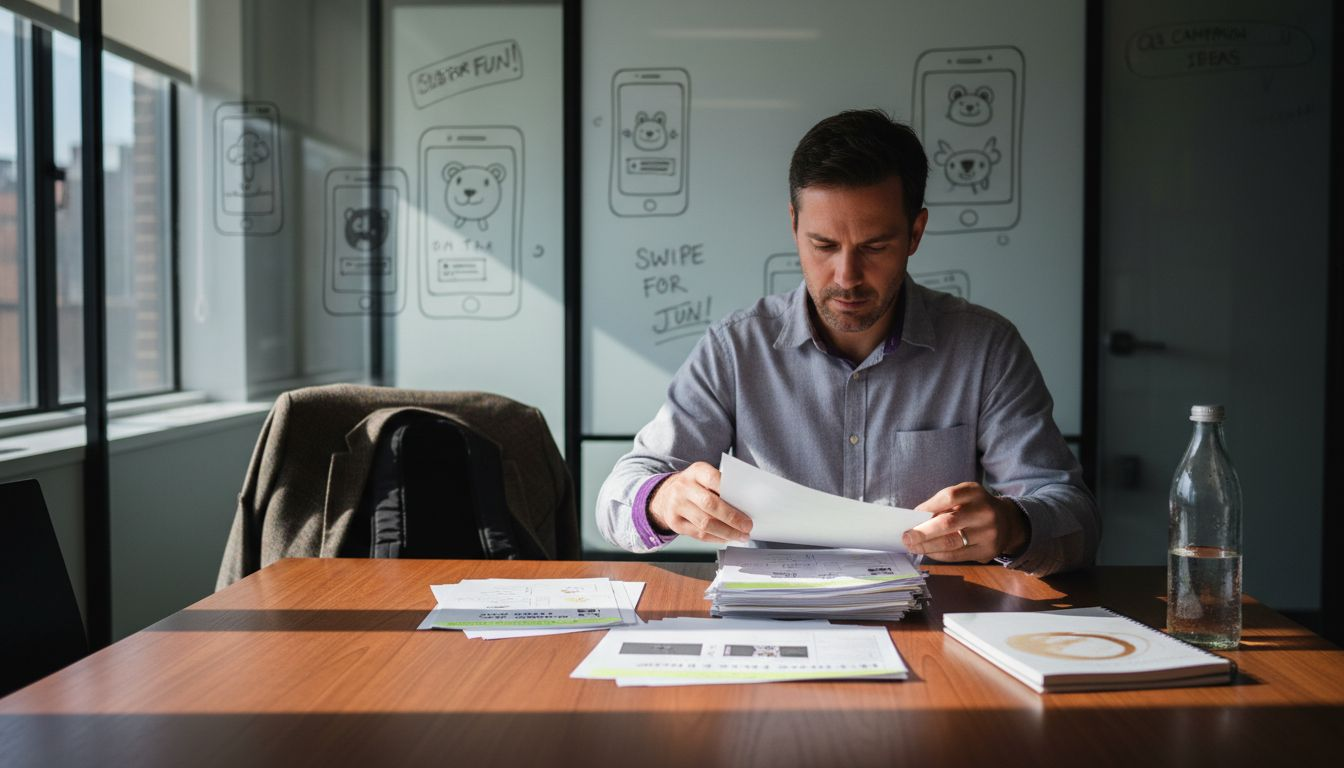 Manager reviewing creative brief tone guidelines