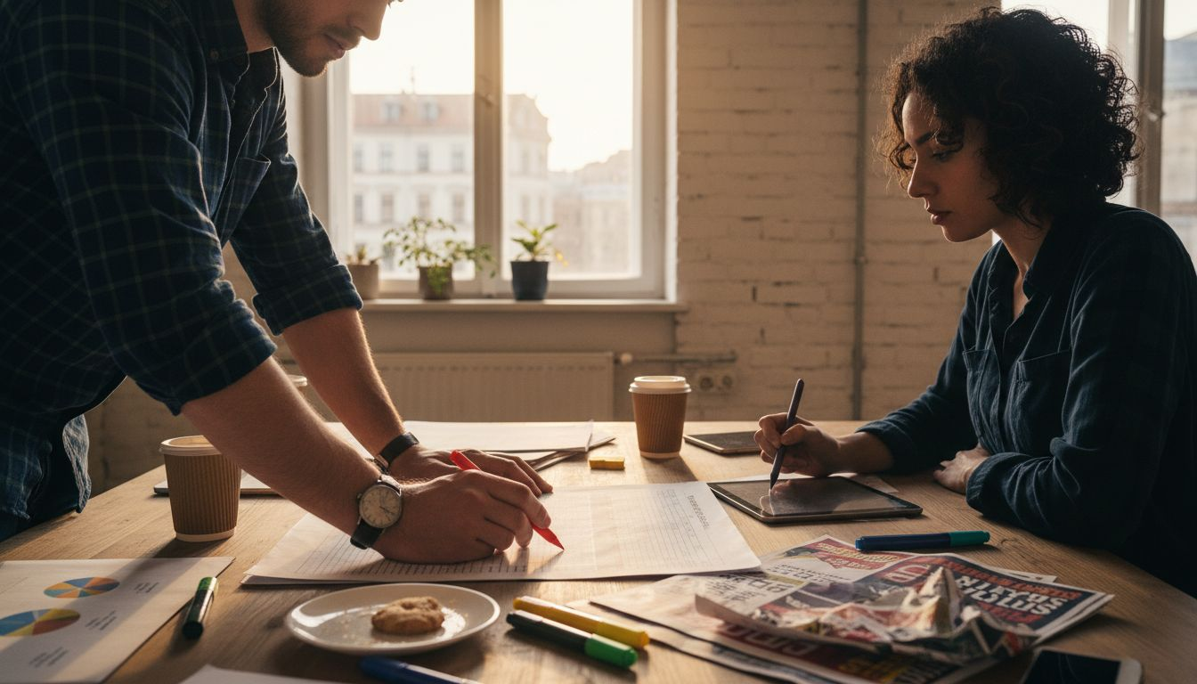 Team planning mobile game ad campaign