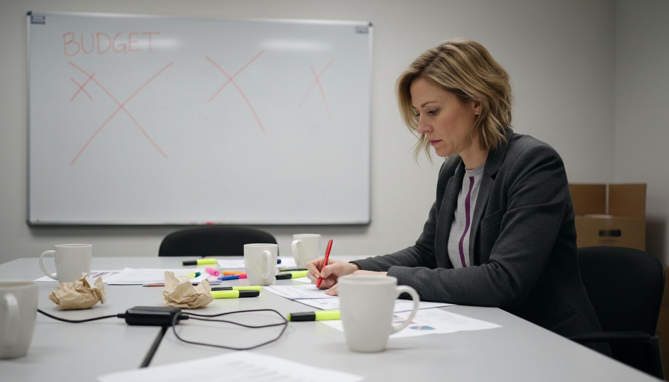 Marketing manager reviews ad production budget